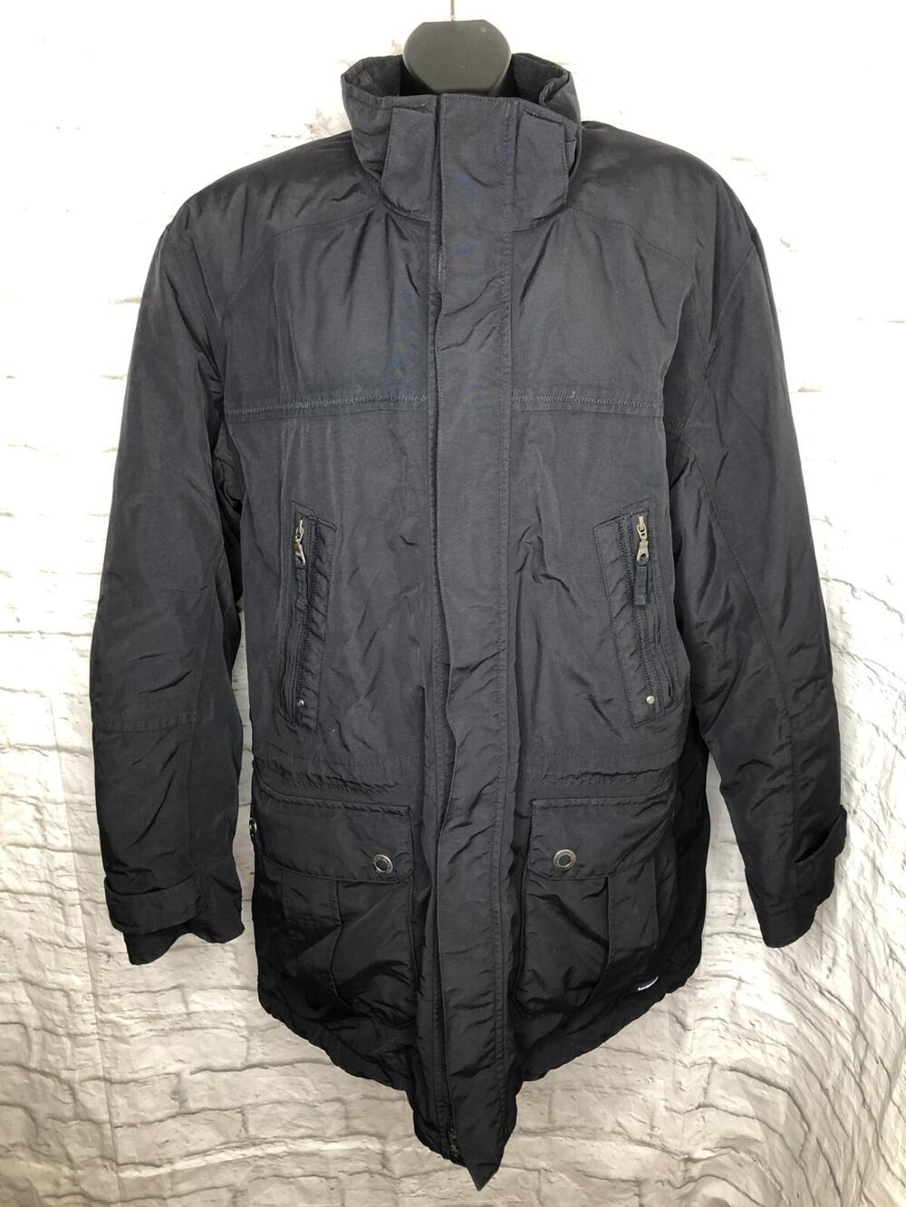 Lands’ End Squall Stadium Coat Men XL 46-48 Black Parka Hooded Winter Long Coat